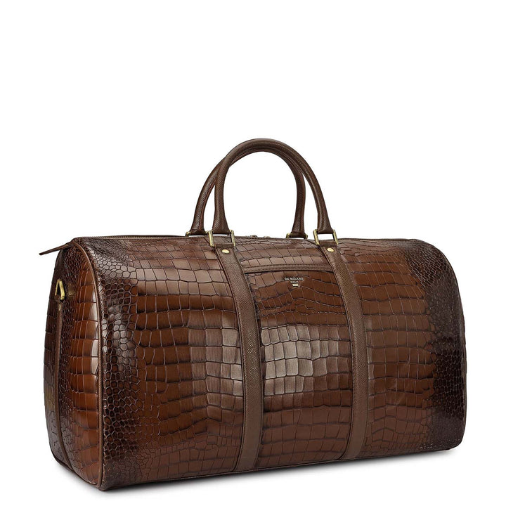 Croco Leather Luggage - Walnut