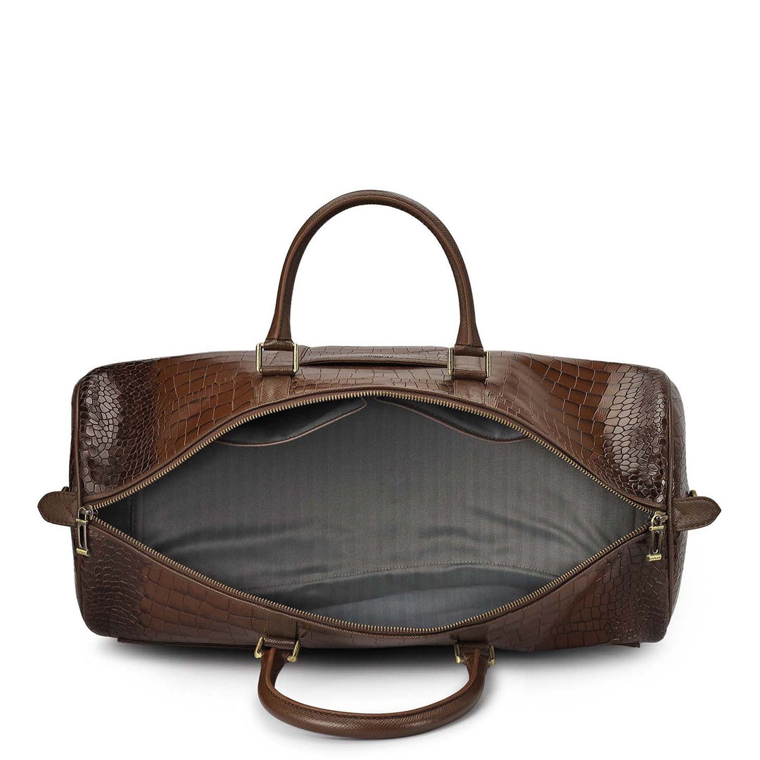 Croco Leather Luggage - Walnut