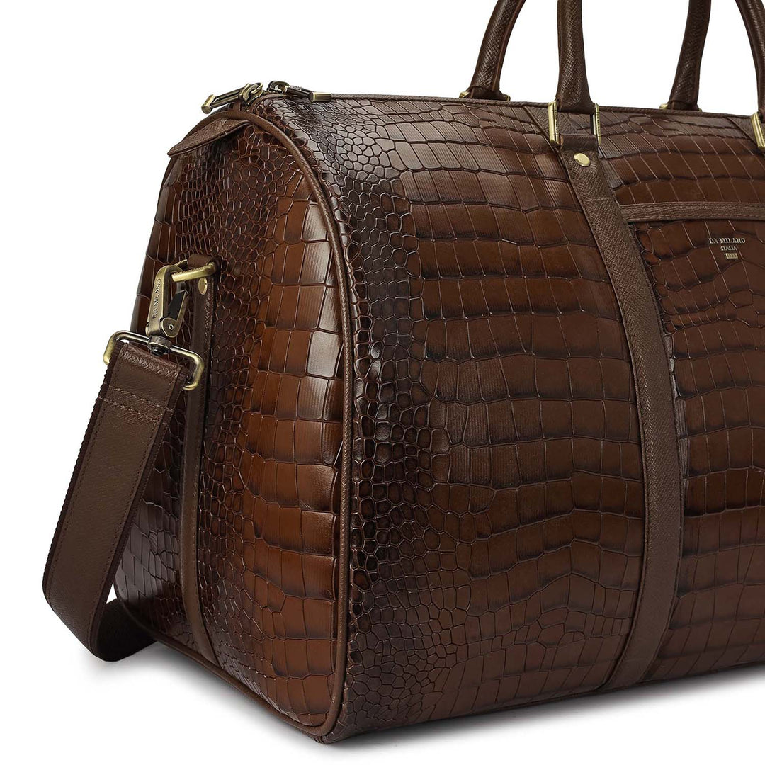 Croco Leather Luggage - Walnut