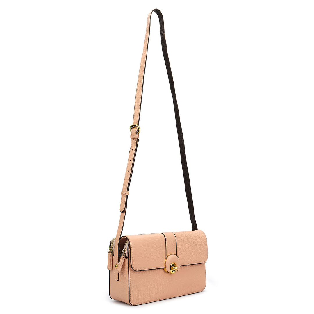 Small Franzy Leather Sling Bag - Peach