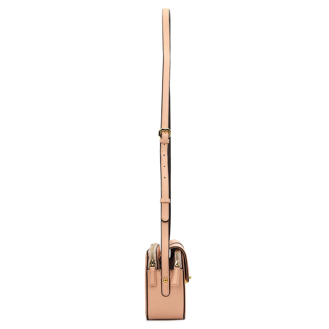 Small Franzy Leather Sling Bag - Peach