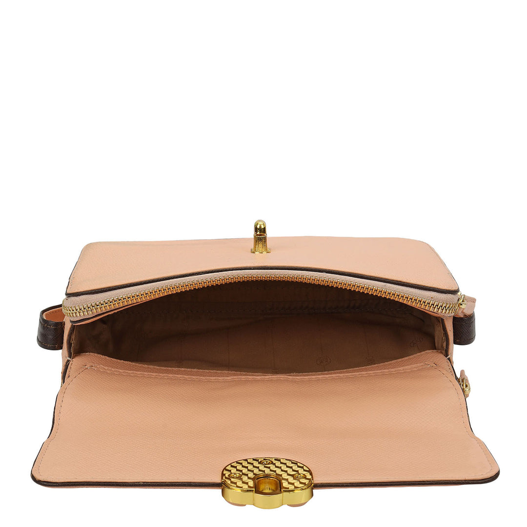 Small Franzy Leather Sling Bag - Peach