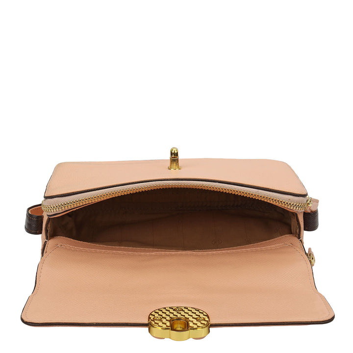 Small Franzy Leather Sling Bag - Peach