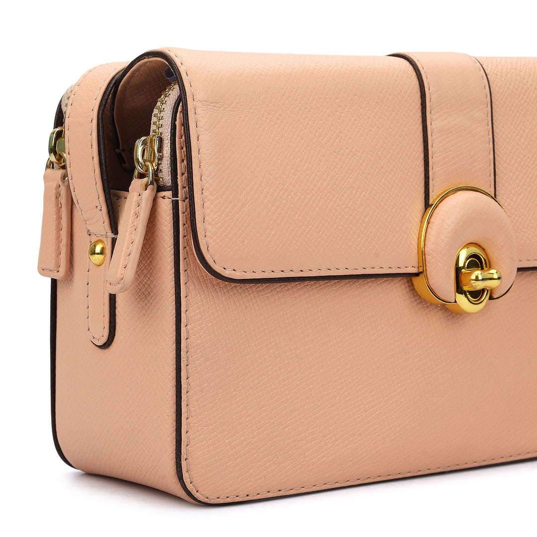 Small Franzy Leather Sling Bag - Peach