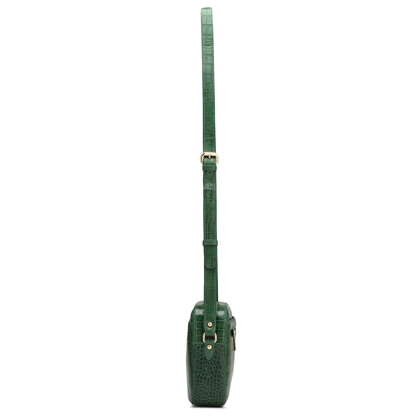 Small Croco Leather Sling - Green