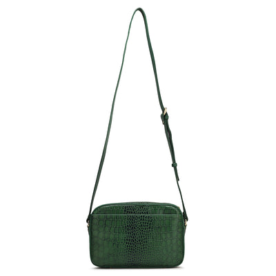 Small Croco Leather Sling - Green