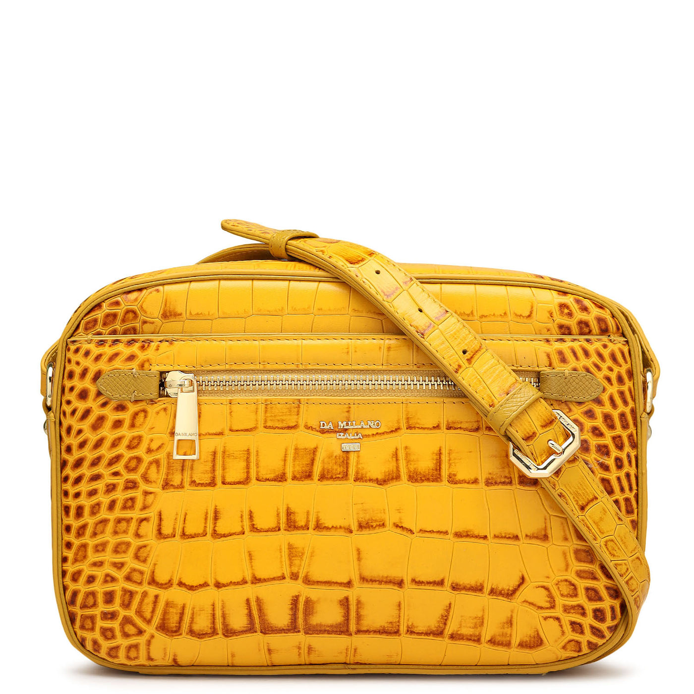 Small Croco Leather Sling - Honey