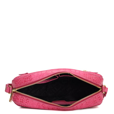 Small Croco Leather Sling - Magenta