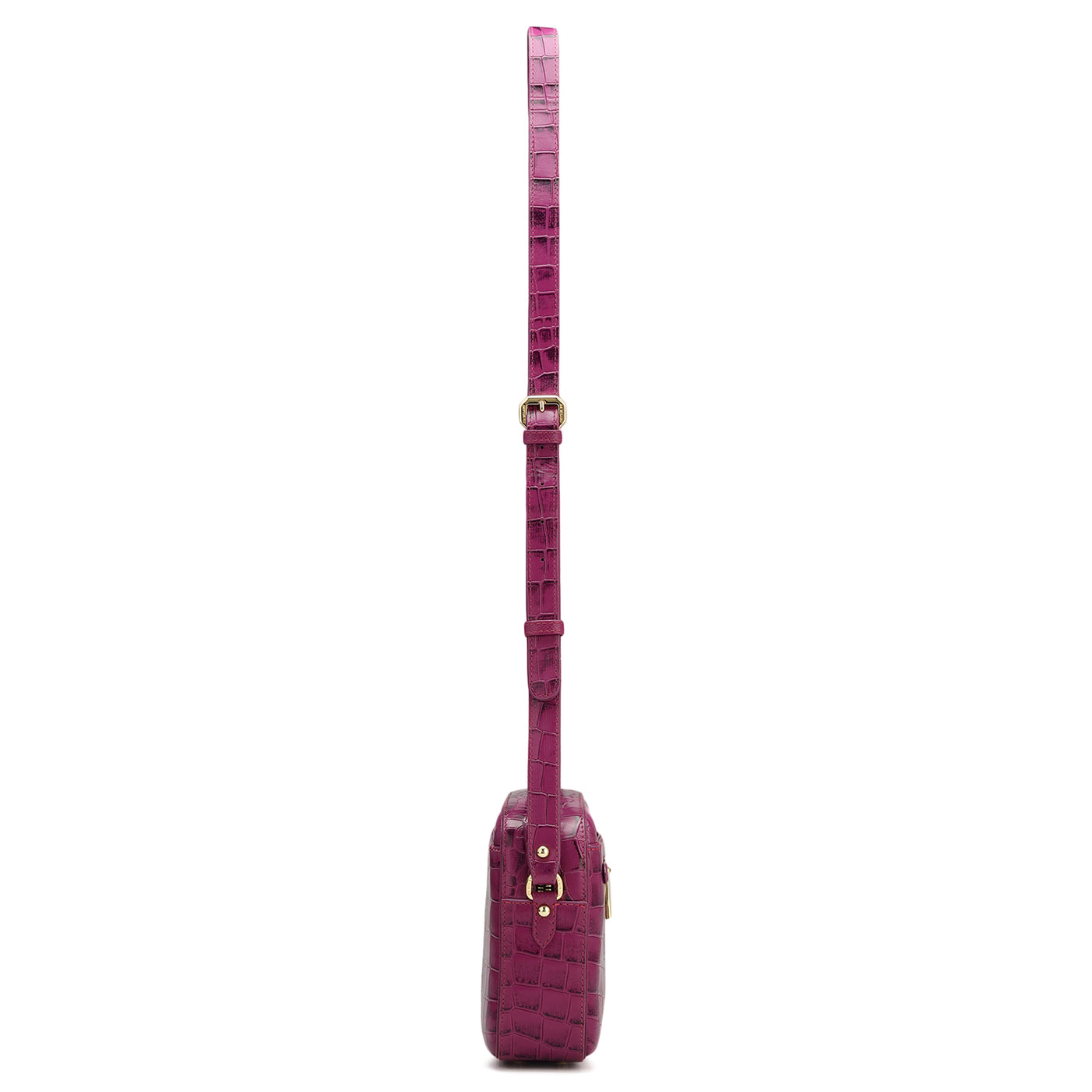 Small Croco Leather Sling - Orchid