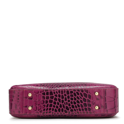 Small Croco Leather Sling - Orchid