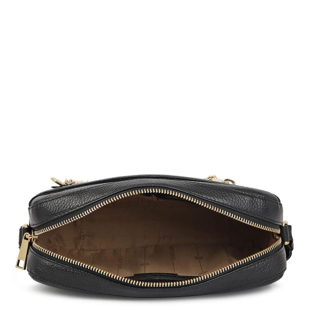 Pebble Leather Sling Bag - Black