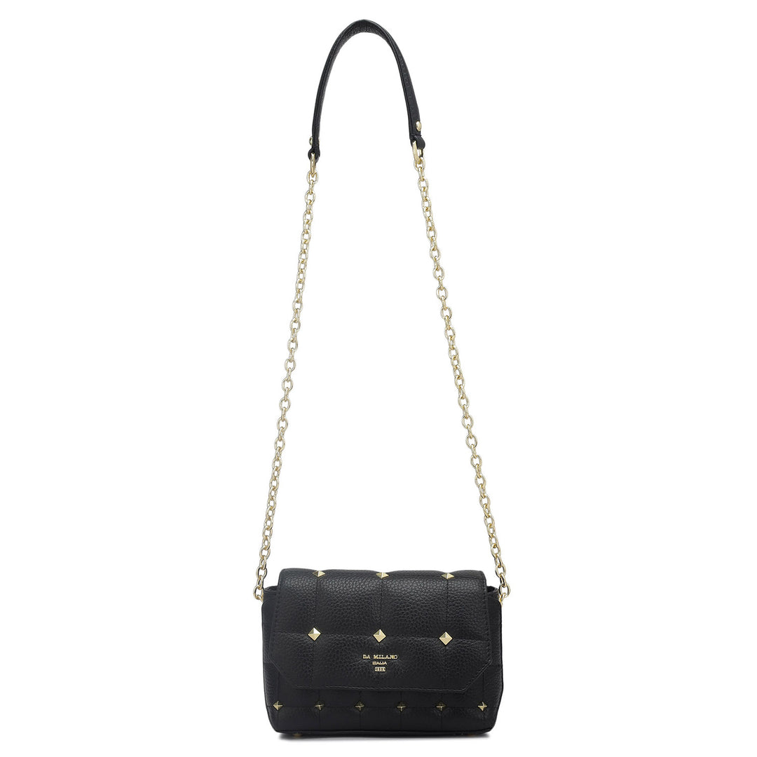 Small Quilting Leather Sling - Black