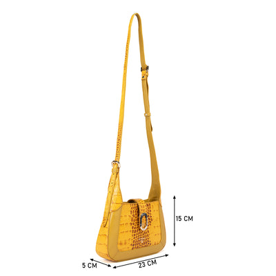 Small Croco Franzy Leather Sling - Honey