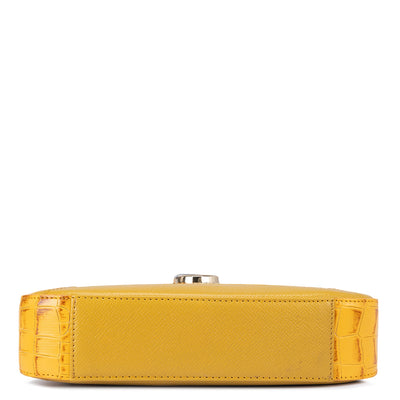 Small Croco Franzy Leather Sling - Honey