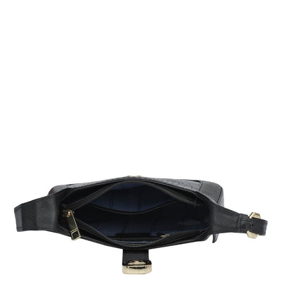 Small Croco Franzy Leather Sling - Black