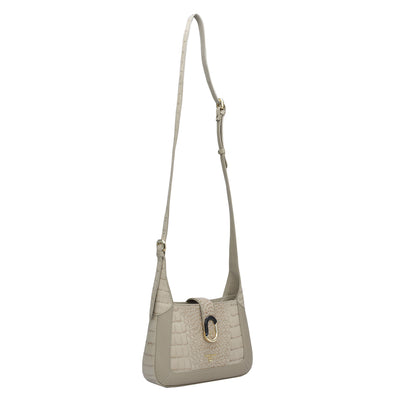 Small Croco Franzy Leather Sling - Frost