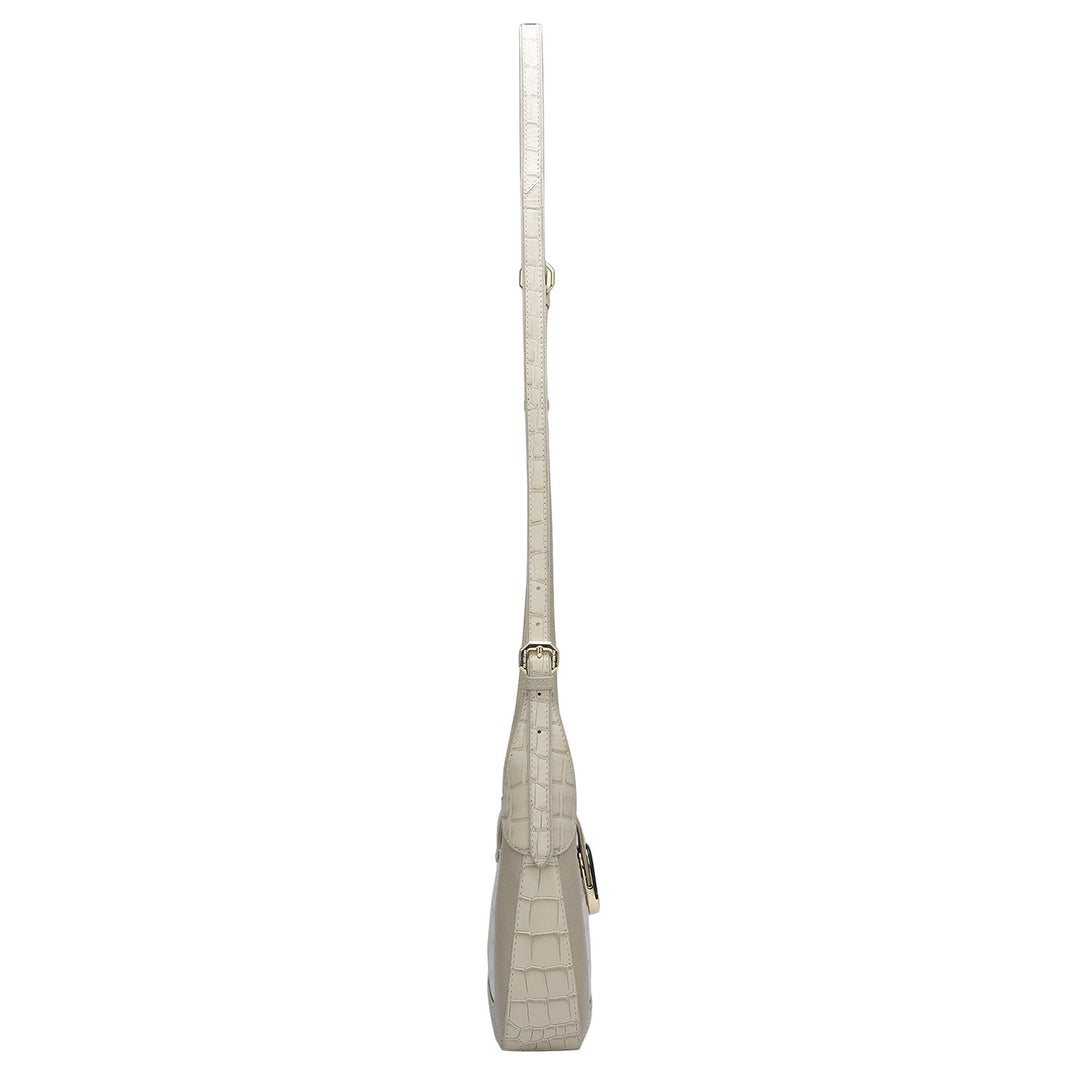 Small Croco Franzy Leather Sling - Frost