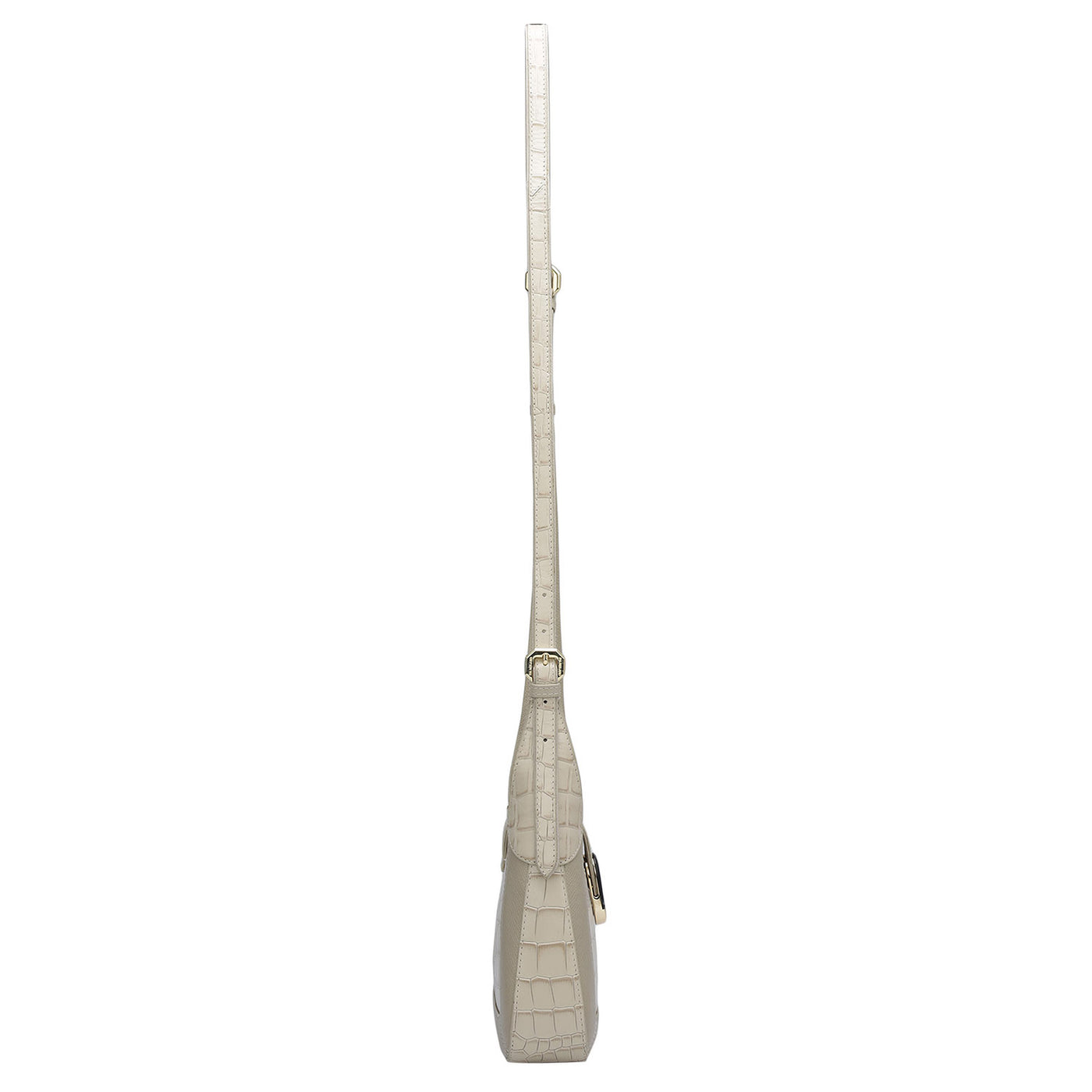 Small Croco Franzy Leather Sling - Frost