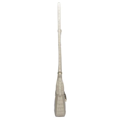 Small Croco Franzy Leather Sling - Frost