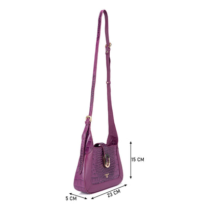 Small Croco Franzy Leather Sling - Orchid