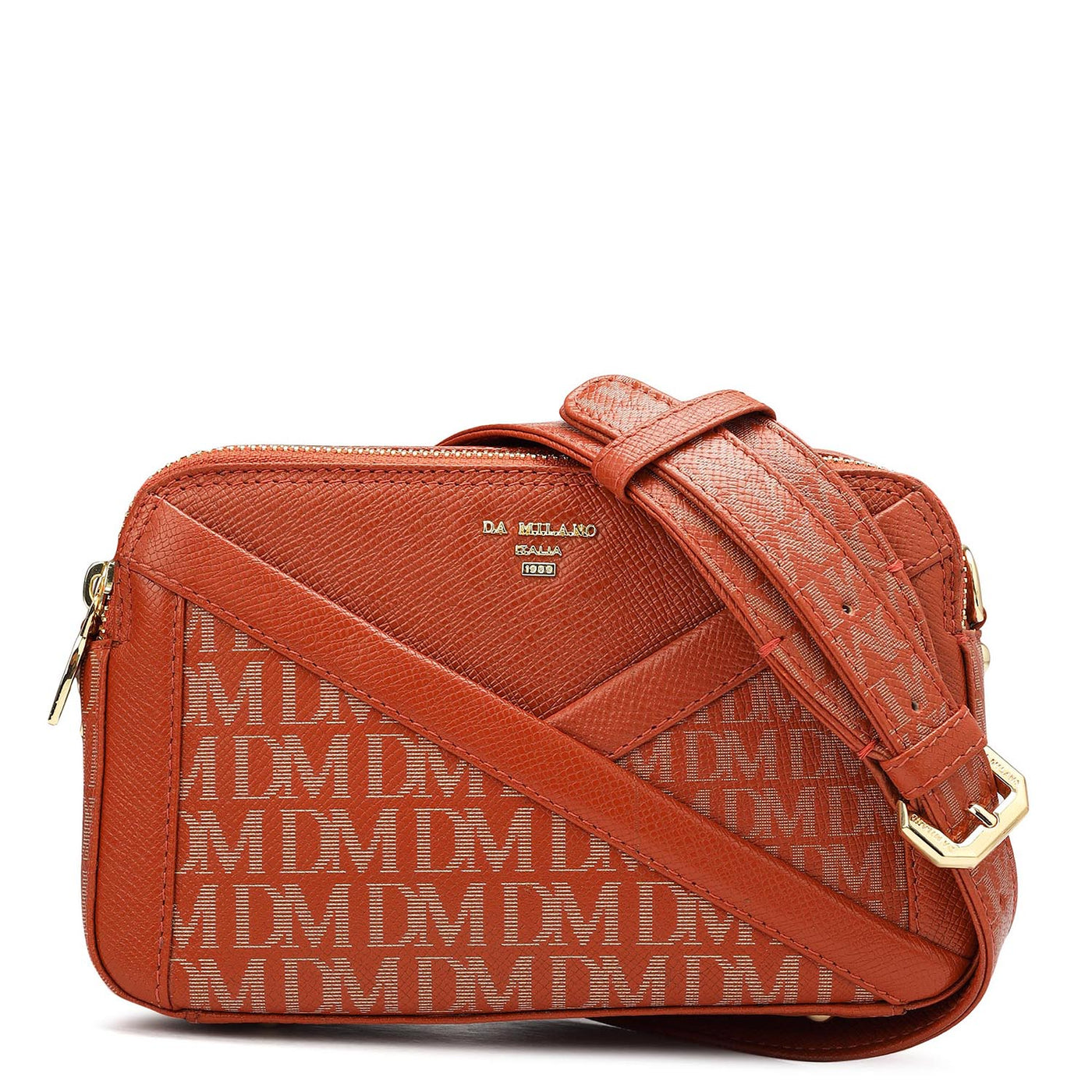 Small Monogram Franzy Leather Sling - Rust Orange