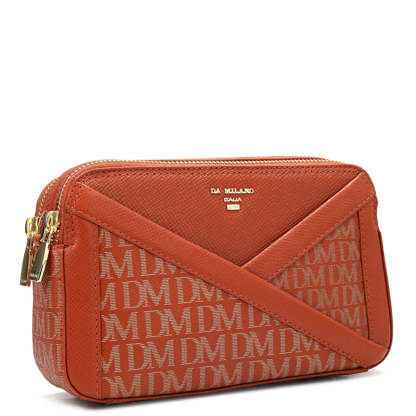 Small Monogram Franzy Leather Sling - Rust Orange