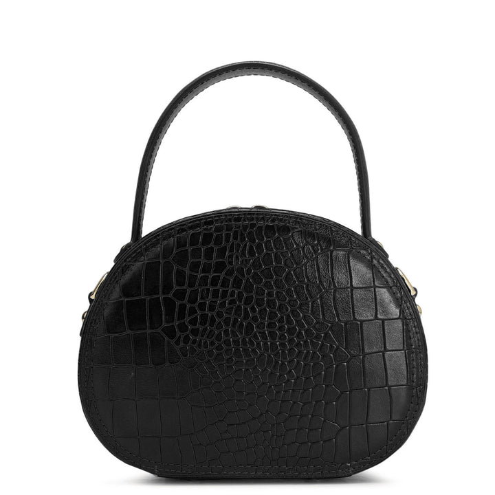 Small Croco Leather Sling - Black