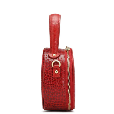 Small Croco Leather Sling - Red