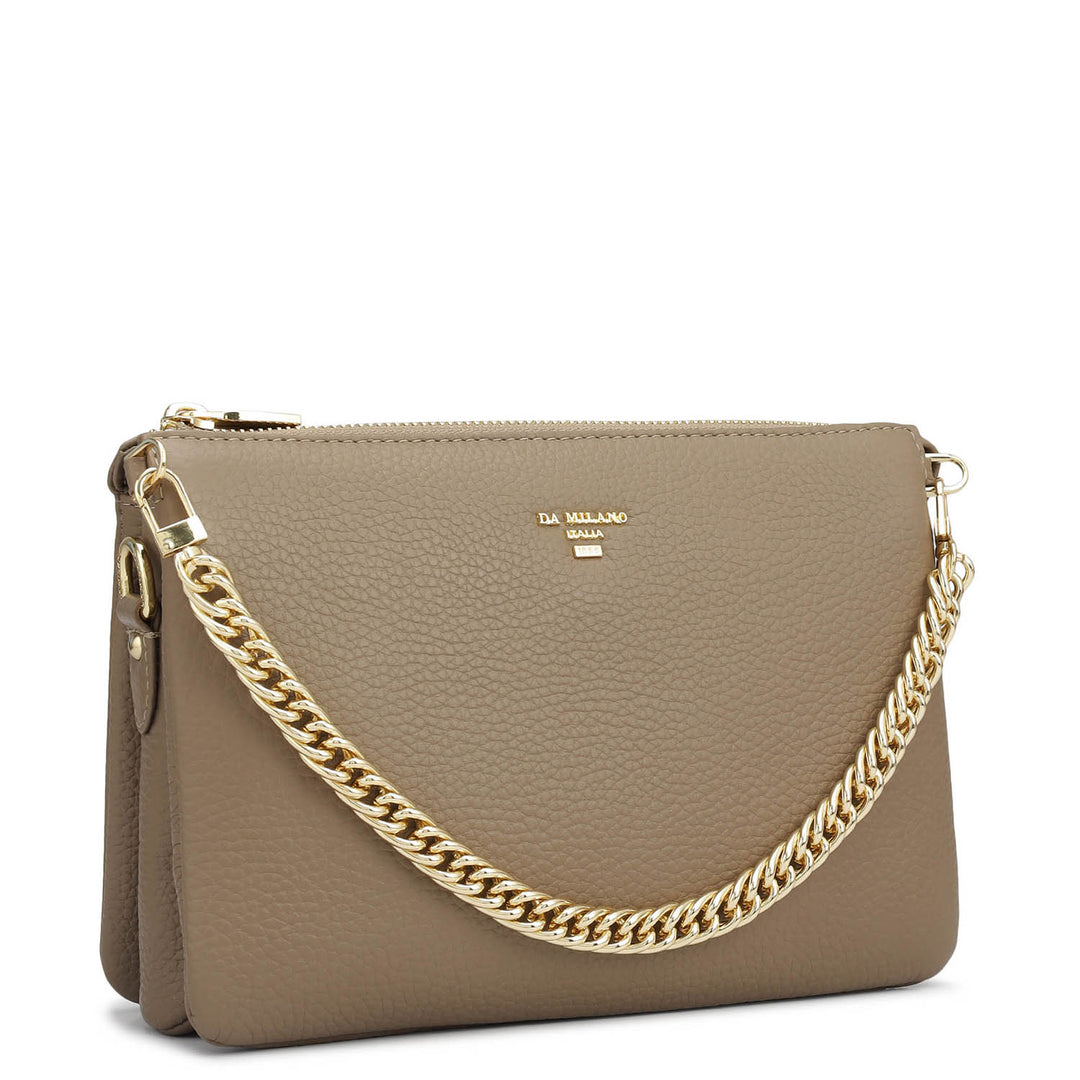 Small Wax Leather Sling - Greyish Taupe