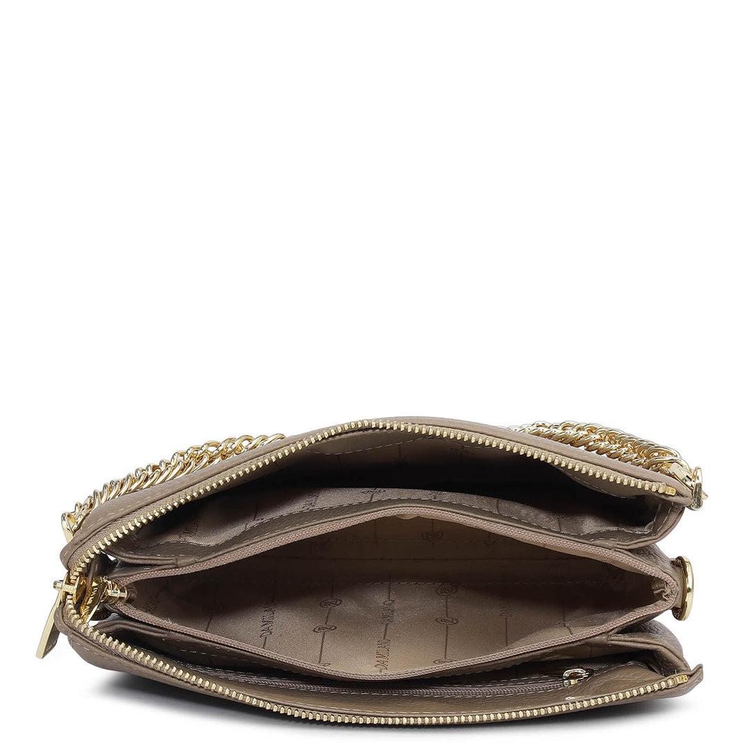 Small Wax Leather Sling - Greyish Taupe