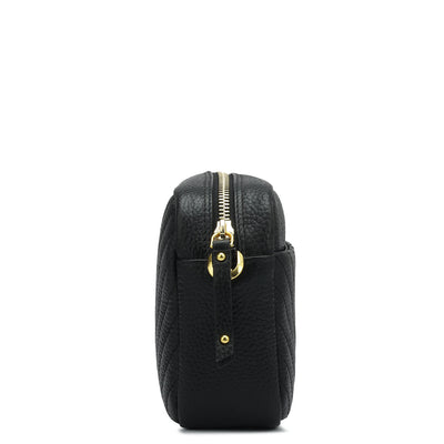 Small Quilting Wax Leather Sling - Black