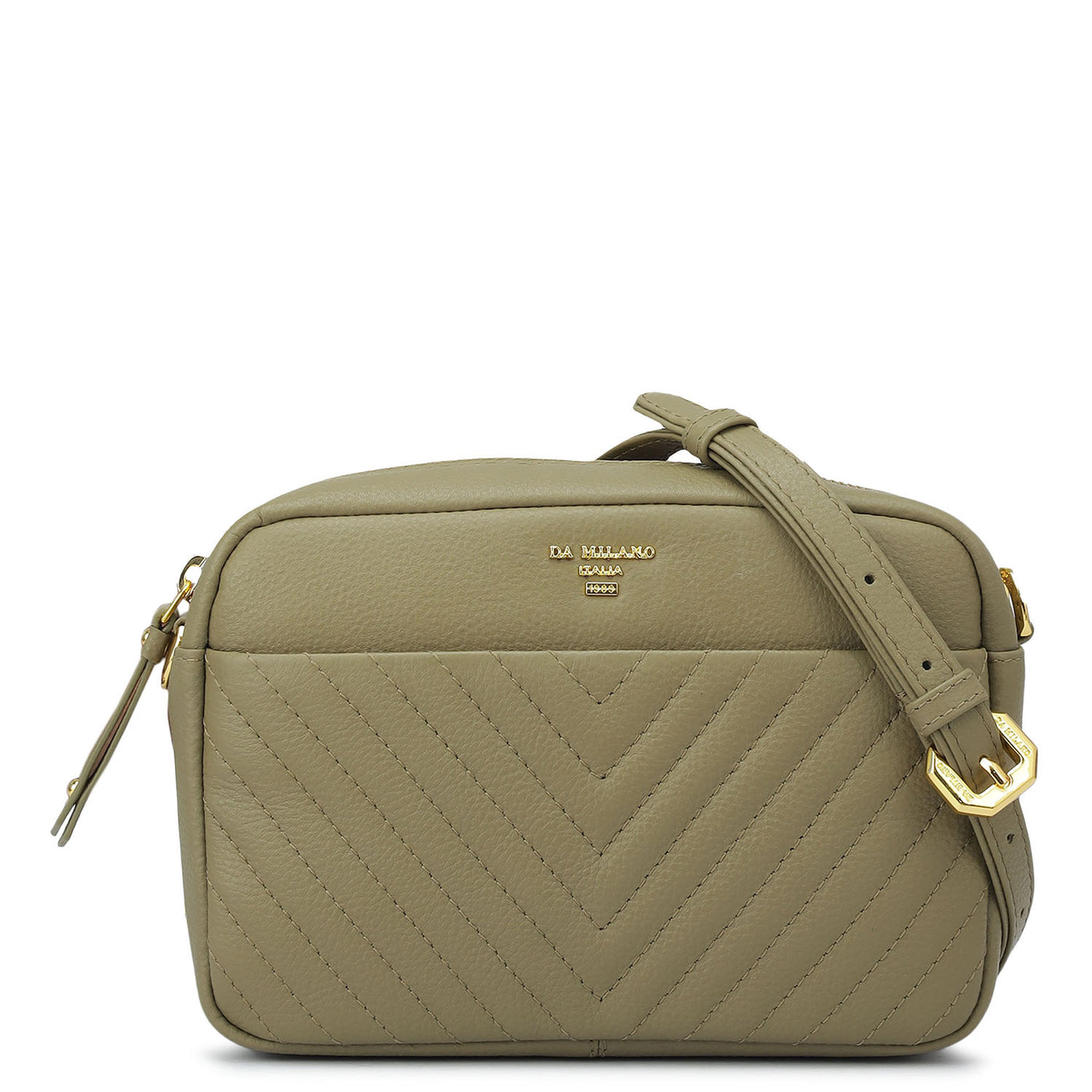 Small Quilting Wax Leather Sling - Olive