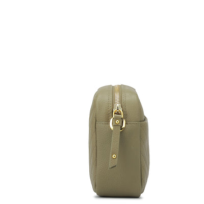 Small Quilting Wax Leather Sling - Olive