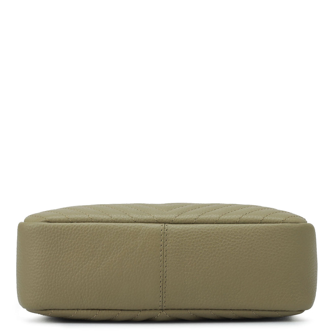 Small Quilting Wax Leather Sling - Olive