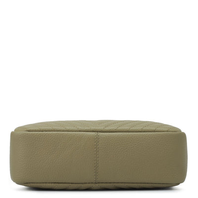 Small Quilting Wax Leather Sling - Olive