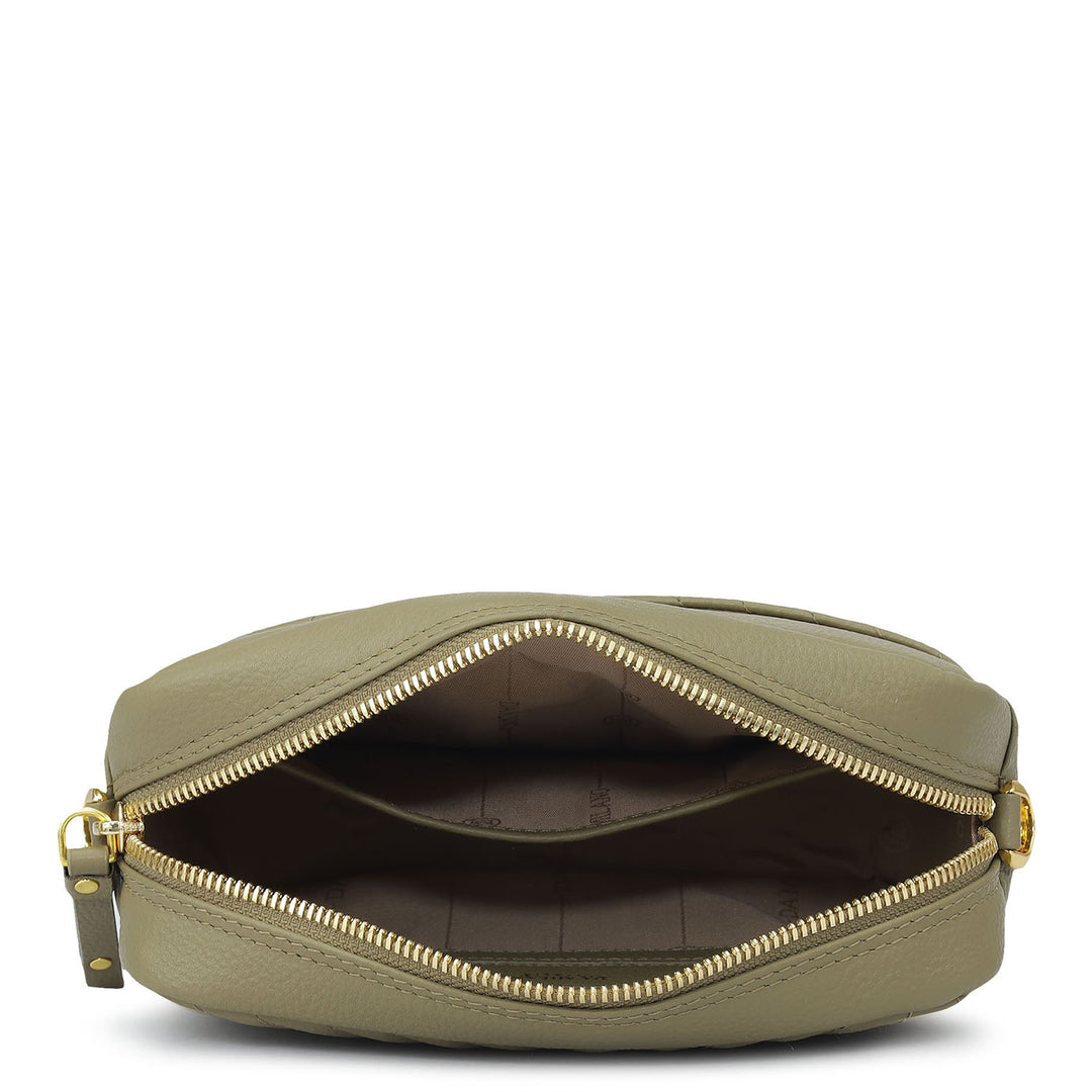Small Quilting Wax Leather Sling - Olive