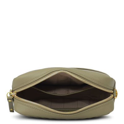 Small Quilting Wax Leather Sling - Olive