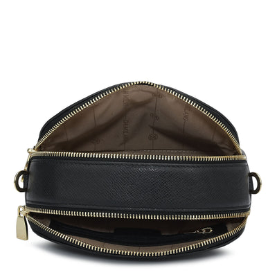 Small Croco Franzy Leather Sling - Black