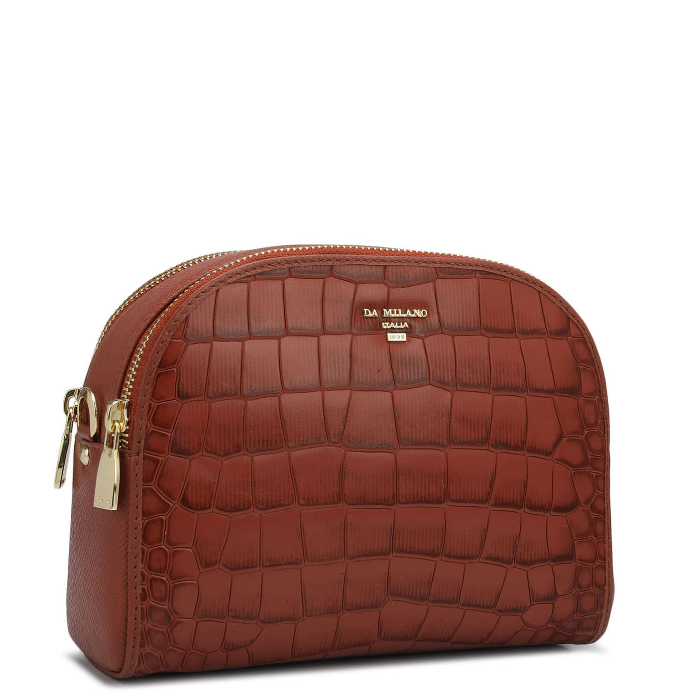 Small Croco Franzy Leather Sling - Brick