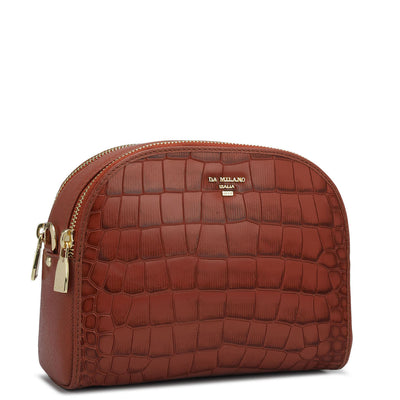 Small Croco Franzy Leather Sling - Brick