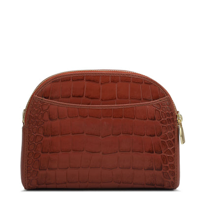 Small Croco Franzy Leather Sling - Brick