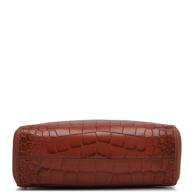 Small Croco Franzy Leather Sling - Brick
