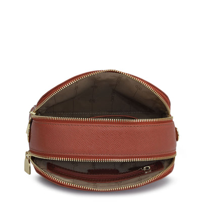 Small Croco Franzy Leather Sling - Brick