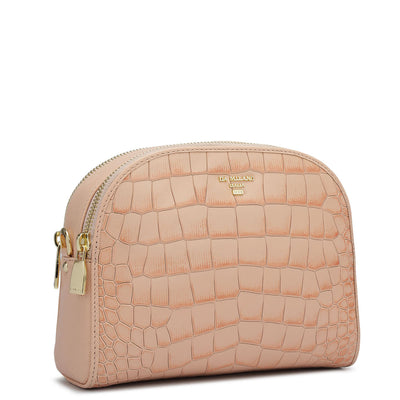 Small Croco Franzy Leather Sling - Peach