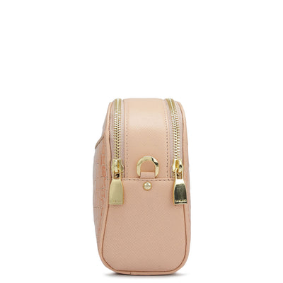 Small Croco Franzy Leather Sling - Peach