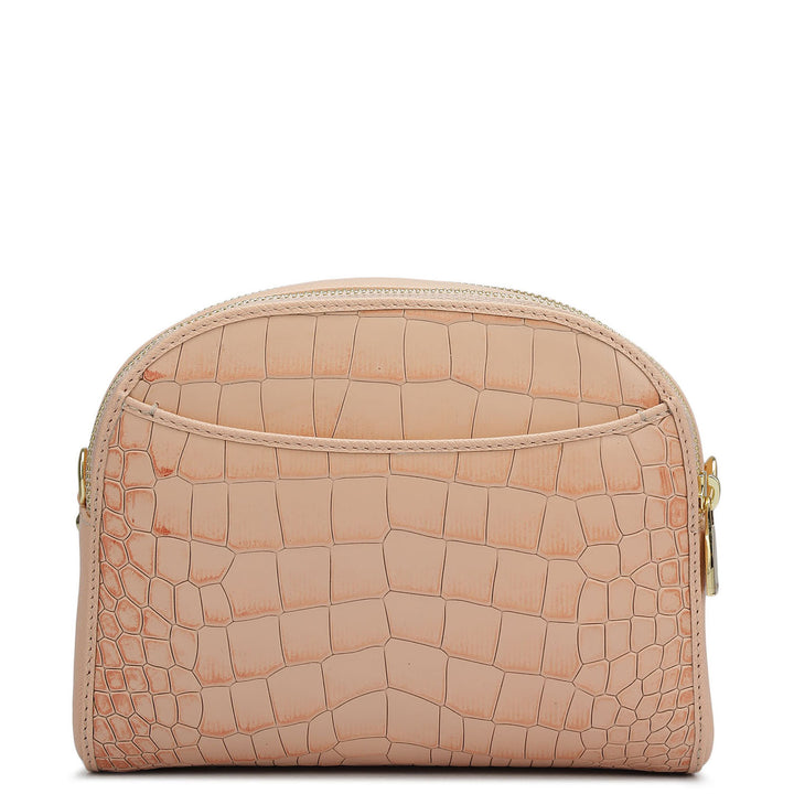Small Croco Franzy Leather Sling - Peach