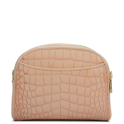 Small Croco Franzy Leather Sling - Peach