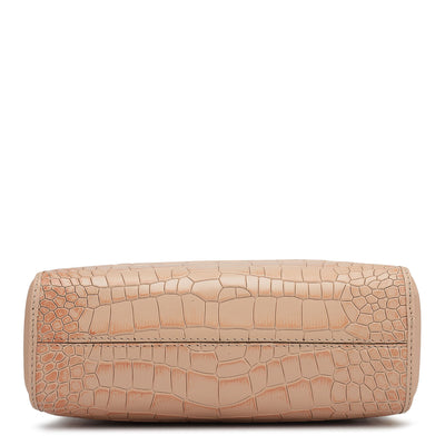 Small Croco Franzy Leather Sling - Peach