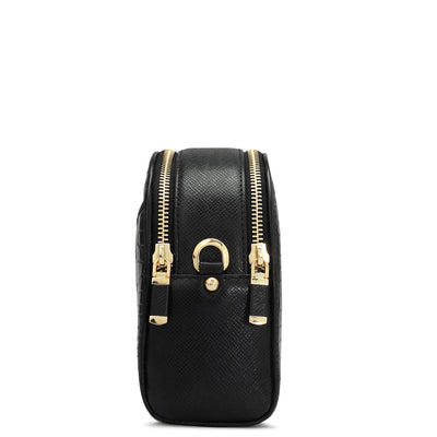 Small Croco Leather Sling - Black