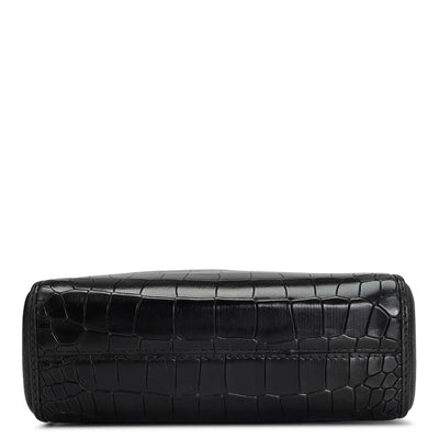 Small Croco Leather Sling - Black